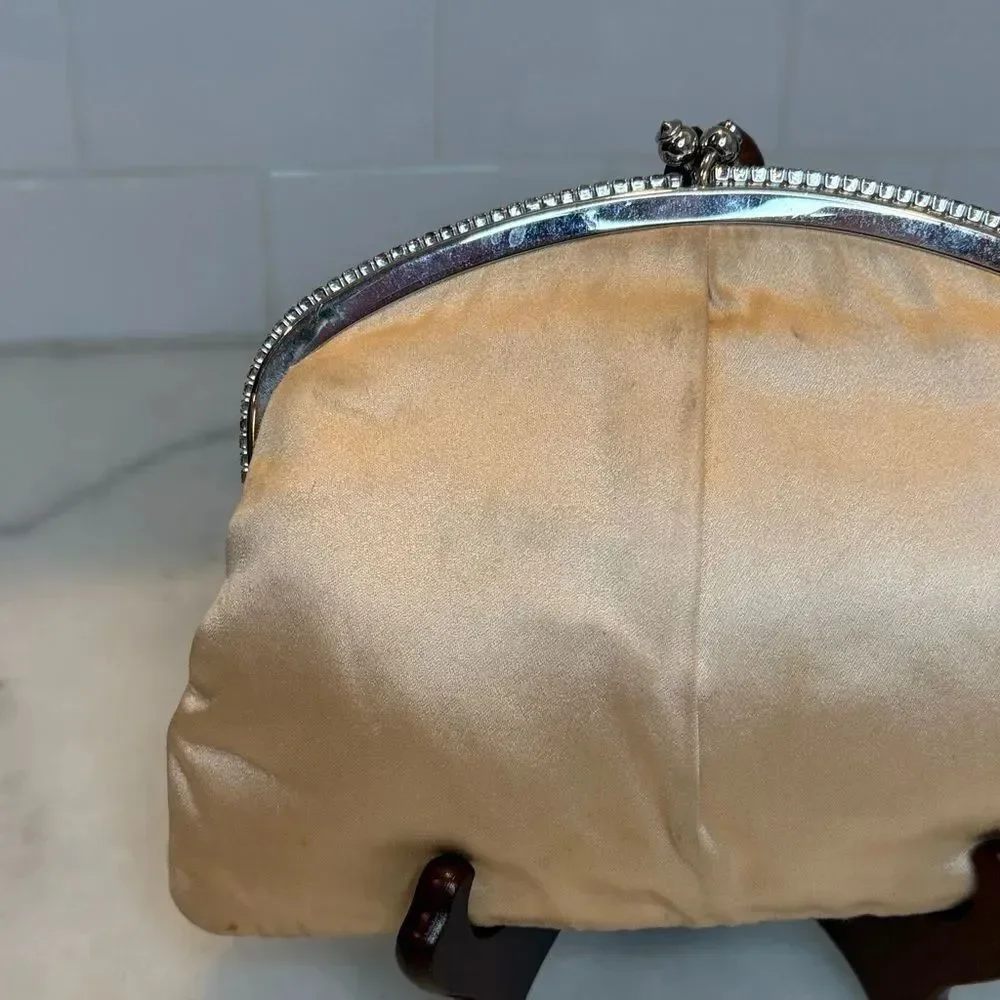 Mel-Ton Bag Purse Handbag Vintage Satin Kisslock Clutch Bag Pocketbook